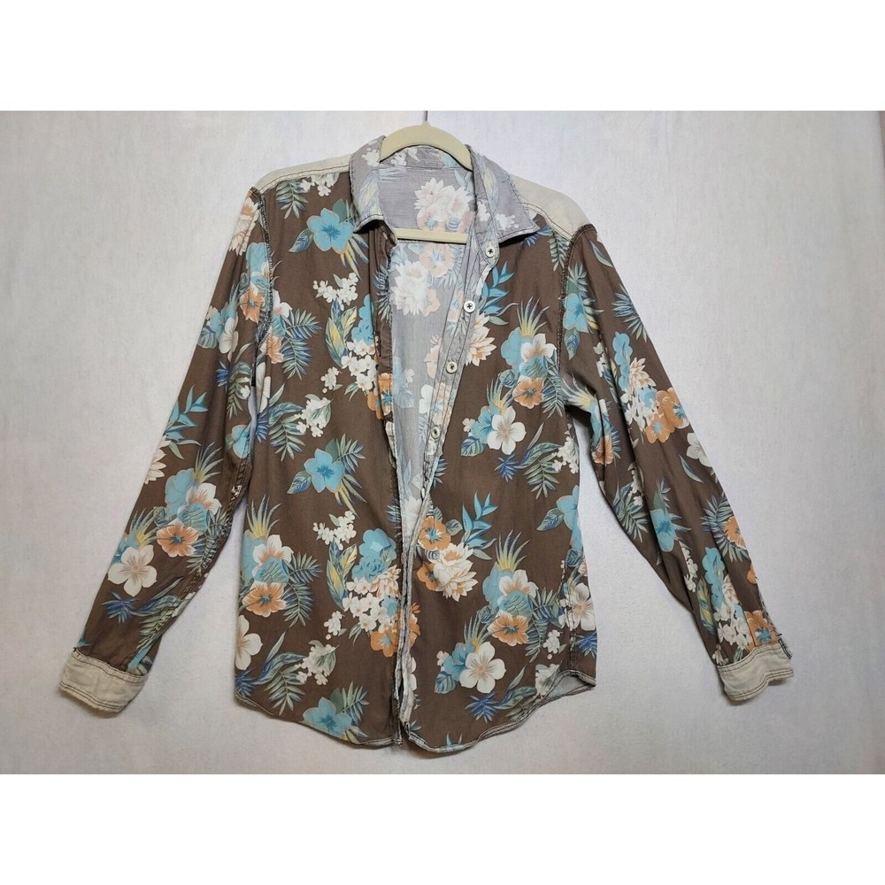 Tommy Bahama Relax Mens Shirt Sz M REVERSIBLE Floral 2-Sided RARE Lyocell 70s